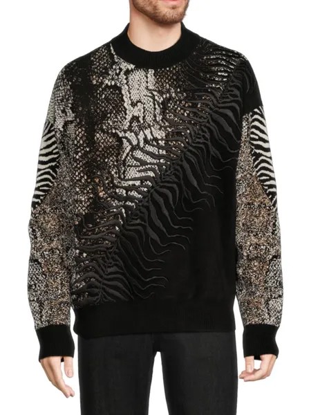 Толстовка с вышитым животным принтом Roberto Cavalli, цвет Black Multicolor