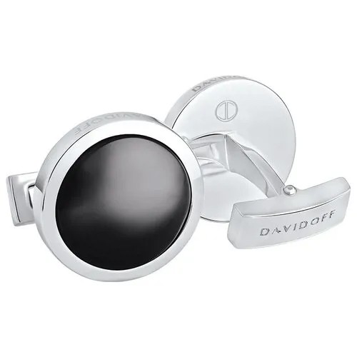 Комплект аксессуаров Davidoff, латунь, родирование, оникс, серебряный, черный