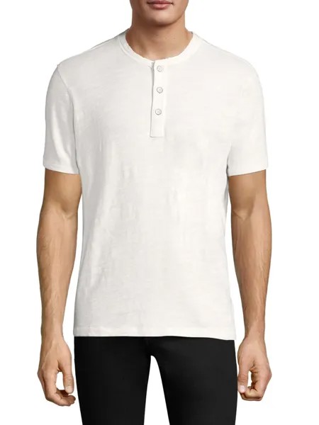 Текстурированная облегающая футболка Henley с короткими рукавами rag & bone, белый