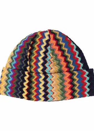 Missoni шерстяная шапка бини с узором зигзаг