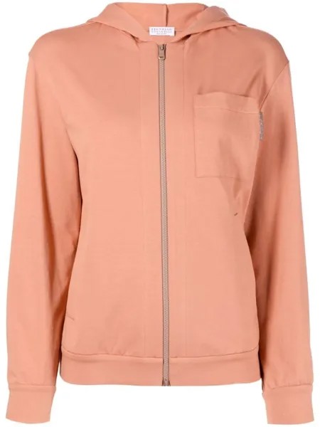 Brunello Cucinelli флисовое худи на молнии, розовый