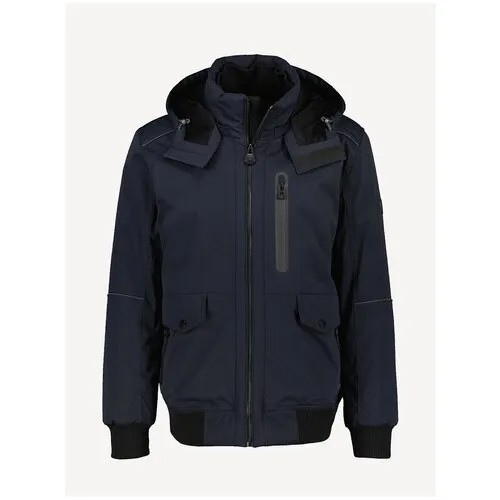 Куртка LERROS, демисезон/зима, силуэт прямой, капюшон, карманы, манжеты, размер L, синий