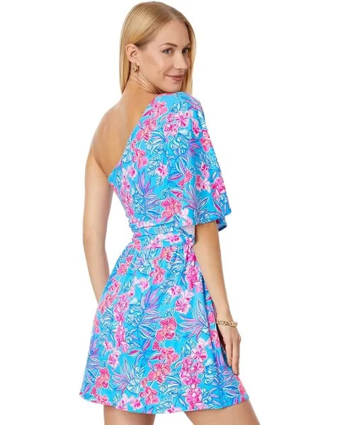 Платье Lilly Pulitzer Niki One Shoulder Romper, цвет Cumulus Blue Orchid Oasis