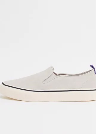Серые кеды-слипоны с фиолетовой петлей на заднике ASOS DESIGN-Зеленый цвет