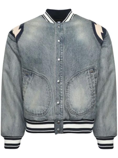 RHUDE джинсовый бомбер Lightening, синий