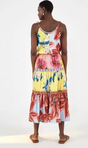 NWT Anthropologie Farm Rio, разноцветная уникальная макси-юбка смешанного сада, размер S 175 долларов США