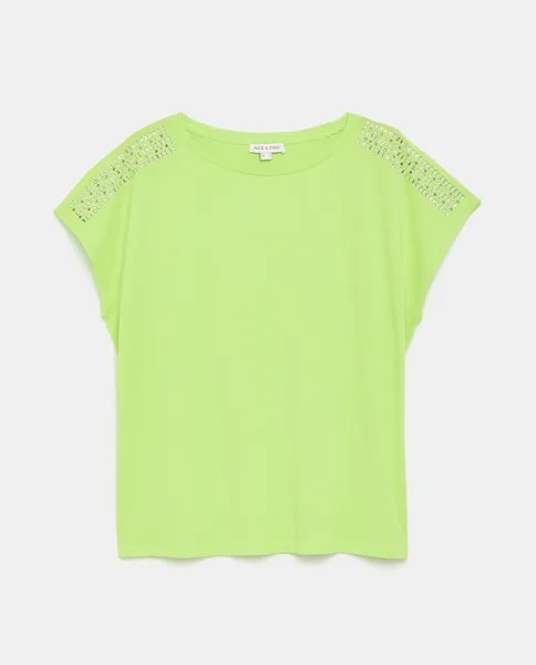Женская футболка из чистого хлопка с шипами NICE&CHIC, кислотно-зеленый