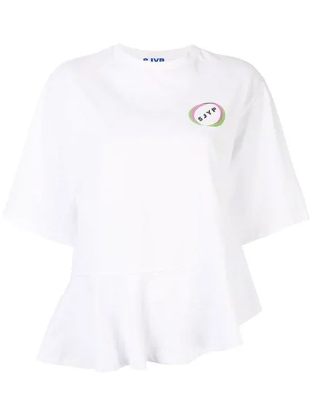 SJYP футболка асимметричного кроя с оборками