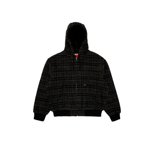 Бомбер Supreme Plaid Wool Hooded Work Jacket, размер L, черный