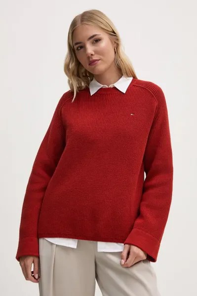 Хлопковый свитер Tommy Hilfiger, бордовый