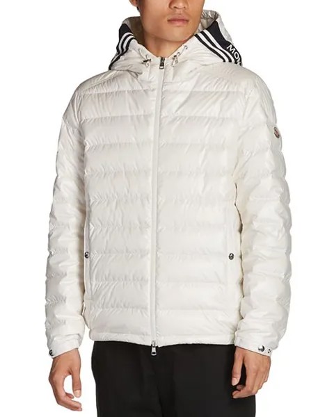 Стеганый пуховик Cornour на молнии с капюшоном Moncler, цвет White