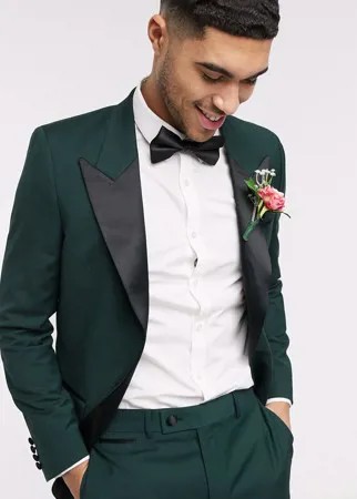 Зеленый приталенный пиджак-смокинг ASOS DESIGN wedding-Зеленый цвет