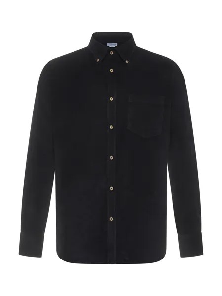 Luca D'Altieri повседневная рубашка стандартного кроя из тонкого хлопкового бархата, черный