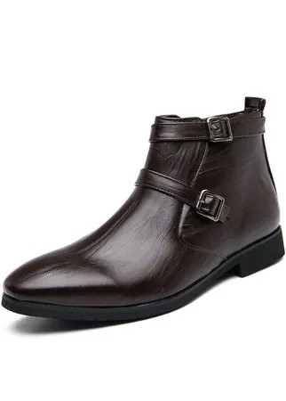 Мужское Double Monk Side Zipper Business Casual Платье Ботинки
