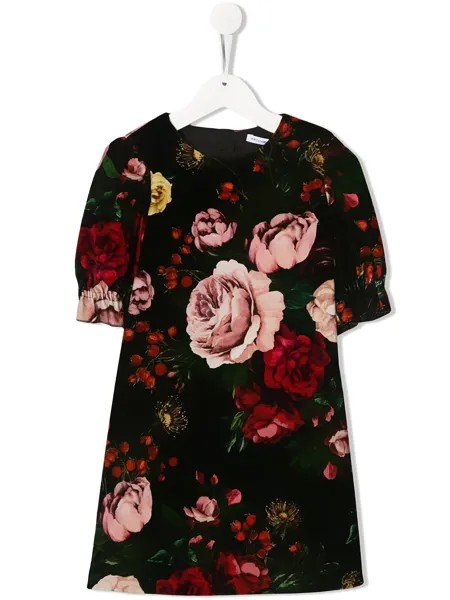 Dolce & Gabbana Kids платье с цветочным принтом и короткими рукавами