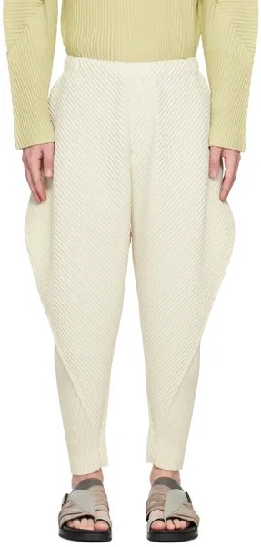 HOMME PLISSe ISSEY MIYAKE Белые брюки с каллами и лилиями