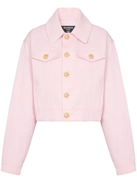 Balmain укороченная джинсовая куртка, розовый
