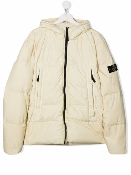 Stone Island Junior пуховик с нашивкой-логотипом