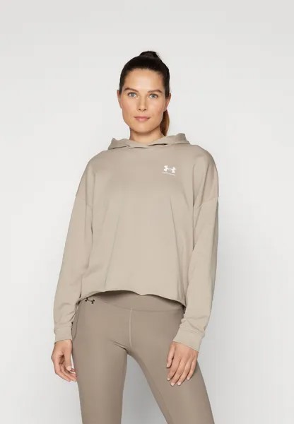 Толстовка RIVAL TERRY HOODIE Under Armour, цвет solid timberwolf taupe/white