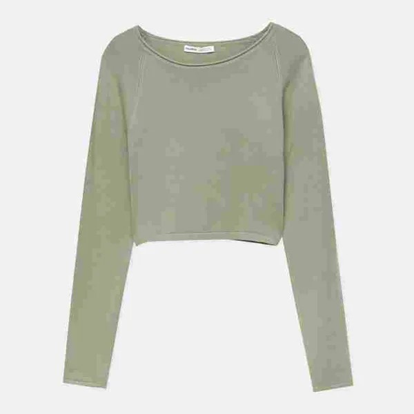Джемпер Pull&Bear Cropped, хаки