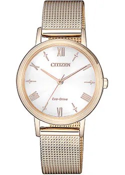 Японские наручные  женские часы Citizen EM0576-80A. Коллекция Eco-Drive