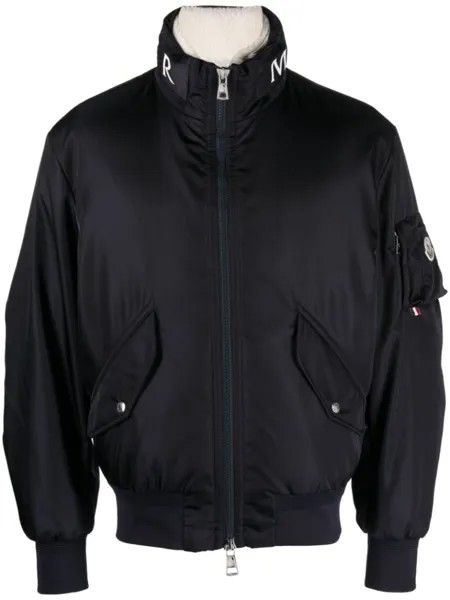 Moncler бомбер с логотипом, синий