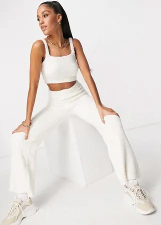 Белые широкие фактурные брюки из переработанных материалов (от комплекта) Missguided-Белый