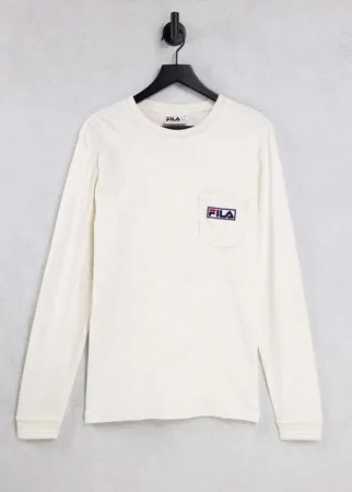 Светло-бежевый лонгслив с логотипом Fila-Белый