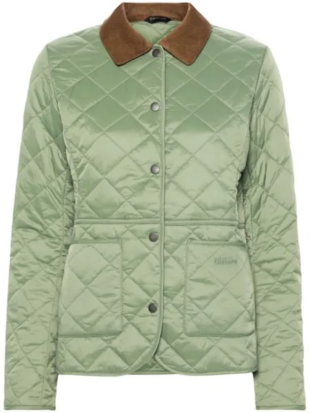 Barbour стеганая куртка с вельветовым воротником, зеленый