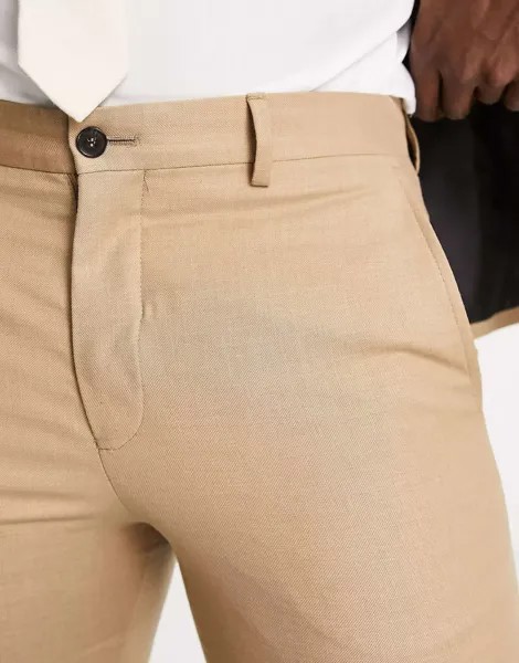 Суперузкие костюмные брюки песочного цвета Jack & Jones Premium