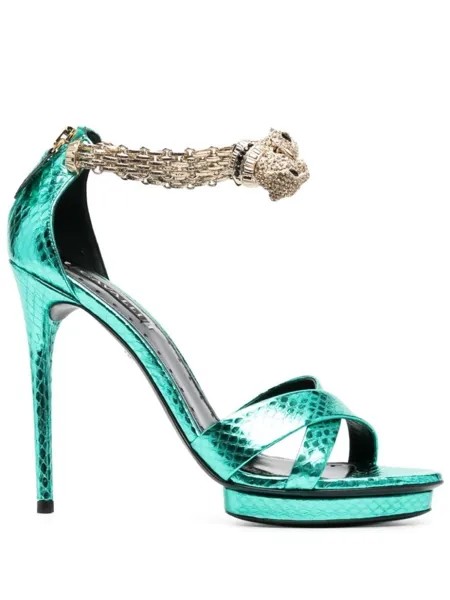 Roberto Cavalli туфли Panther 125 с эффектом металлик, зеленый