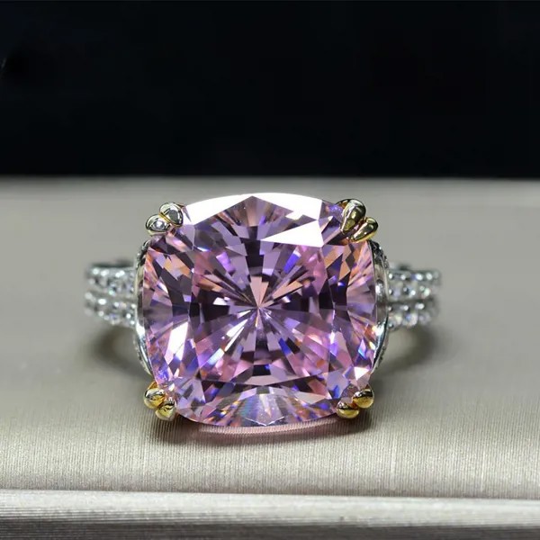 Классические однотонные серебряные ювелирные изделия 100%, кольцо с розовым кварцем, цитрином, Свадебные обручальные кольца для женщин, опто...