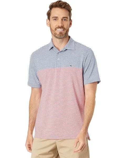 Поло Vineyard Vines Engineer Striped Sankaty, красный