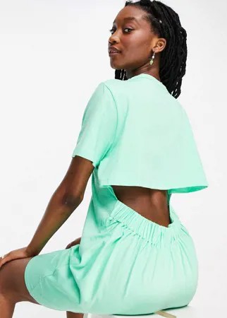 Платье-футболка мини цвета зеленого яблока с открытой спиной ASOS DESIGN-Зеленый цвет