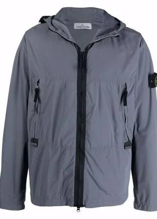 Stone Island плащ с капюшоном и нашивкой-логотипом