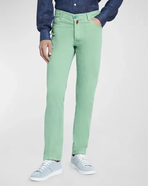 Мужские прямые брюки с 5 карманами Kiton, цвет Green