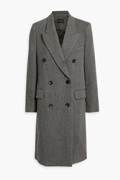 Двубортное шерстяное пальто Harry в полоску ISABEL MARANT, серый