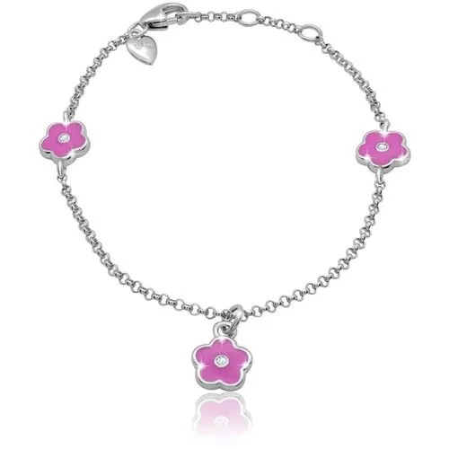 Детский серебряный браслет на цепи Цветочек UMI Flowers 419560600611 UmaUmi, средний вес изделия 2.5 гр., длина 16.5 см.