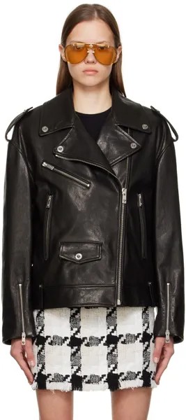 Черная кожаная куртка с медузой Versace