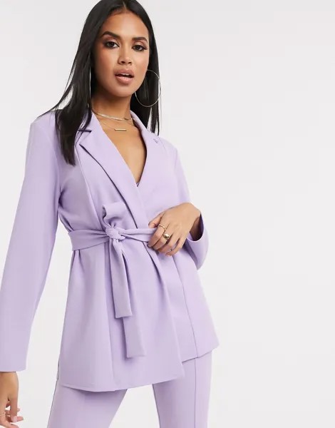 Трикотажный пиджак с запахом ASOS DESIGN-Фиолетовый