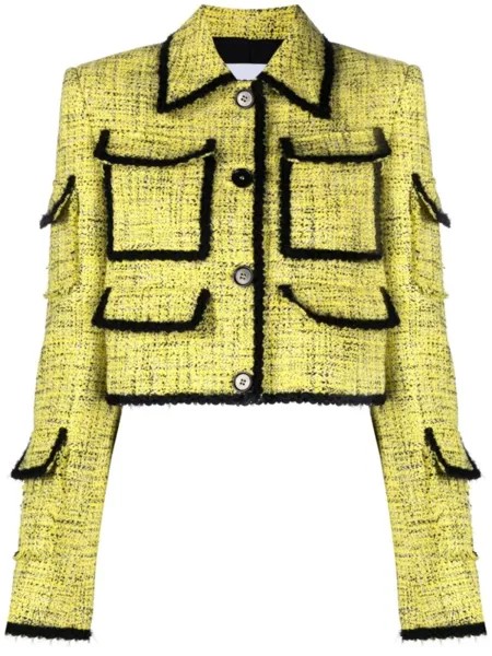 MSGM твидовый жакет с плетеной отделкой, желтый
