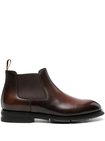 Santoni фактурные ботинки челси, коричневый