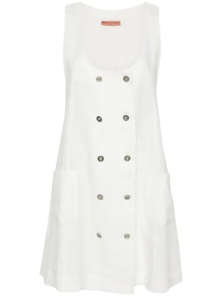 Двубортное платье мини из льна Ermanno Scervino, белый
