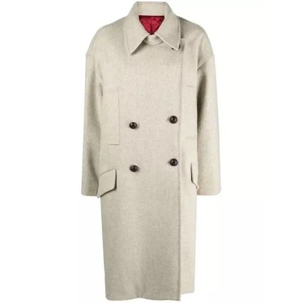 Пальто oversized double-breasted coat Isabel Marant, бежевый