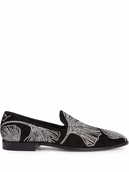 Giuseppe Zanotti лоферы Jareth с кристаллами, черный
