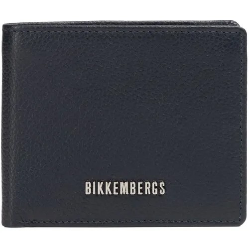 Портмоне BIKKEMBERGS, натуральная кожа, зернистая фактура, без застежки, отделение для карт, синий