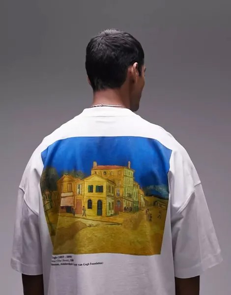 Белая футболка оверсайз Topman Extreme с принтом Yellow House в сотрудничестве с Музеем Ванса Гога