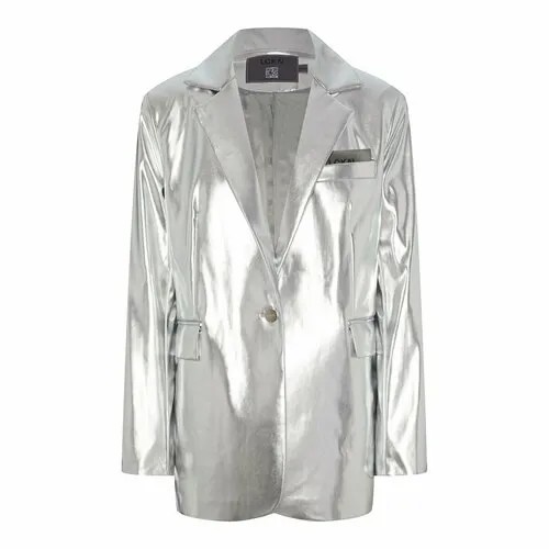 Пиджак LCKN, средней длины, силуэт прямой, размер S/M, серебряный