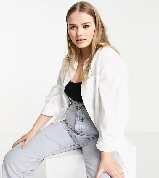 Белая рубашка из поплина New Look Curve-Белый