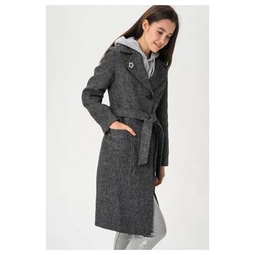Пальто в классическом стиле 3-6040-317 ElectraStyle Серый серо-чёрный 46/170 170, 46 Женский Однотонный
